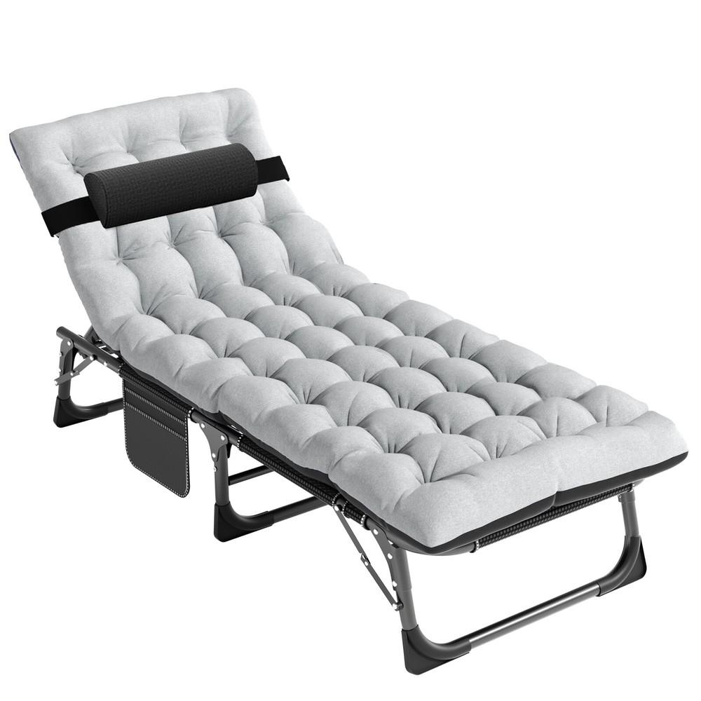 Rollaway Folding Guest Bed Rolling Cot Folding Chaise with Pillow Camping Bed