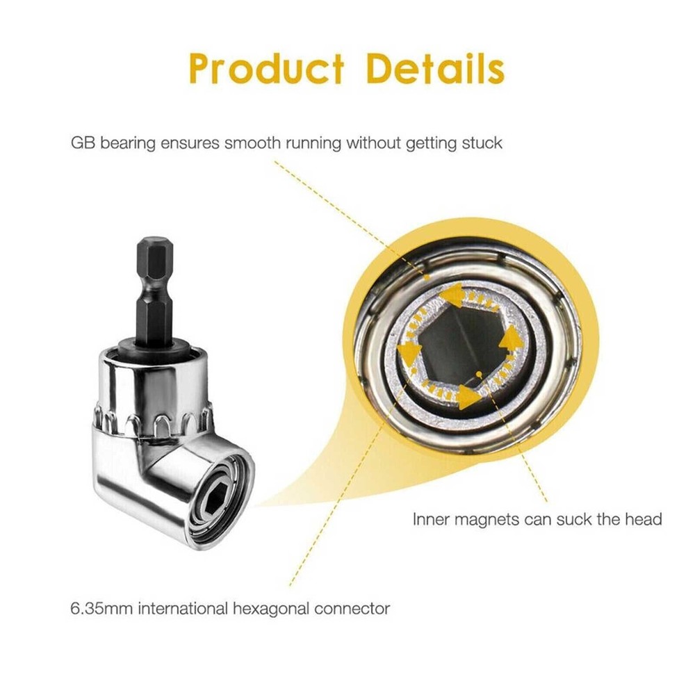 Right Angle Drill Adapter Flexible Shaft Extension Bits & Screwdriver Hold 1/4"