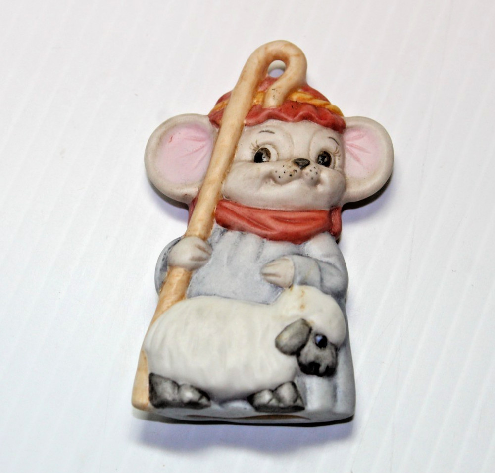 Vintage Mouse Shepherd Christmas Tree Ornament ALBERTA'S CERAMIC MOLD #A-246