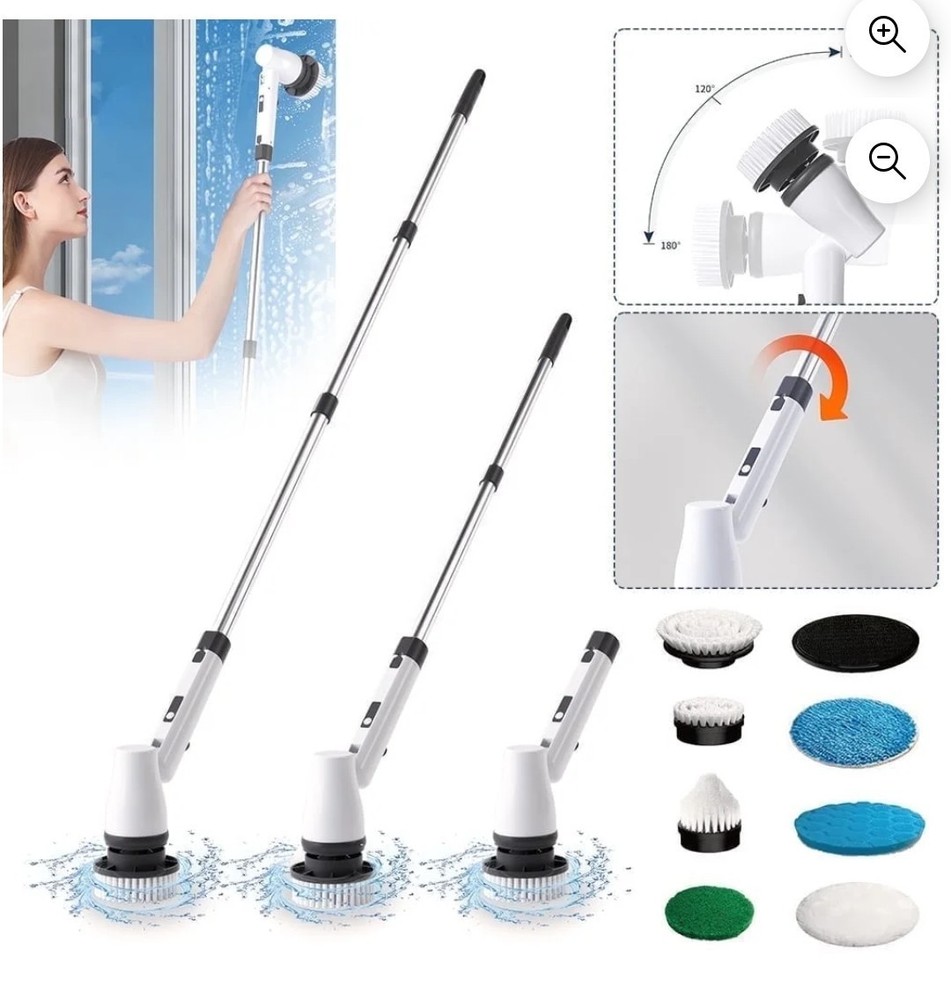 POWERFUL Electric Cleaning Srubber 7-1, 7 Heads, Adjustable Handle, Wireless,