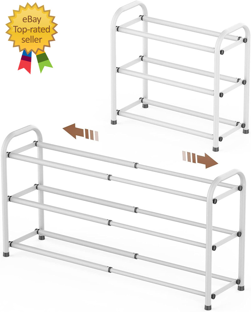 3-Tier Expandable Shoe Rack Adjustable Shoe Shelf Storage Organizer Heavy