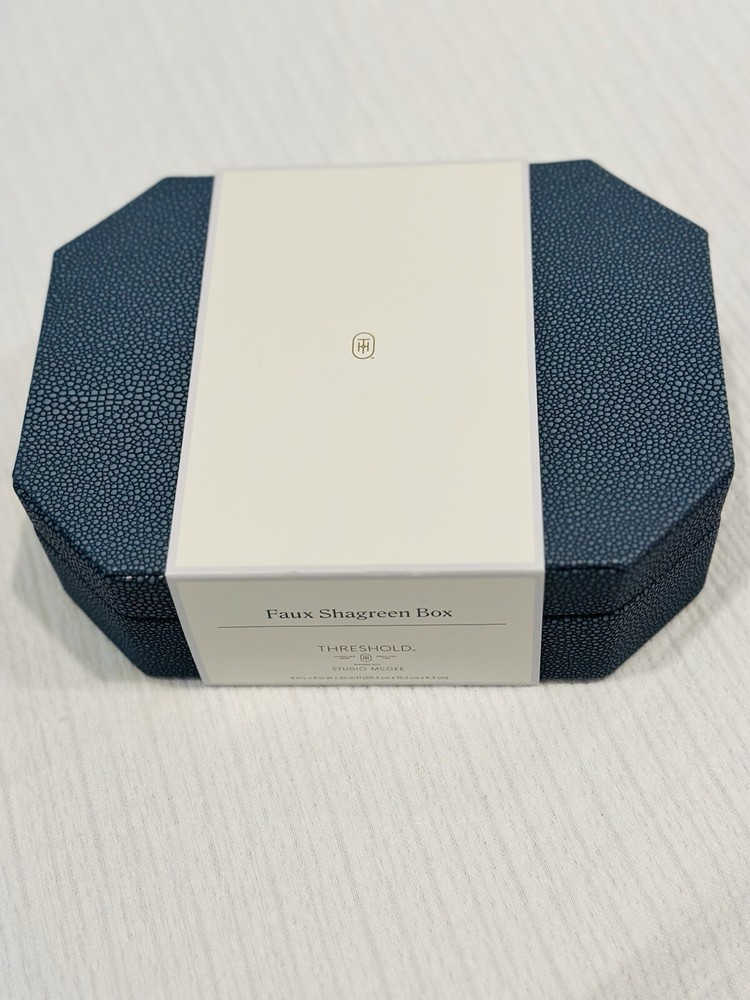 Small FAUX SHAGREEN BOX Blue STUDIO MCGEE Threshold Target HOME DECOR