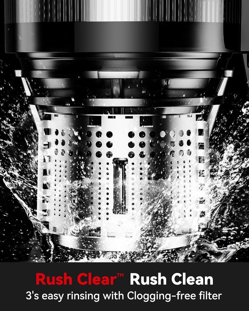 Rush Clear Slow Masticating Juicer Machines, Cold Press Juicer with No-Prep 4...