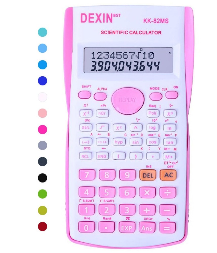 Scientific Calculator Desktop 240 Functions 2 Line 10+2 Digits Pink White