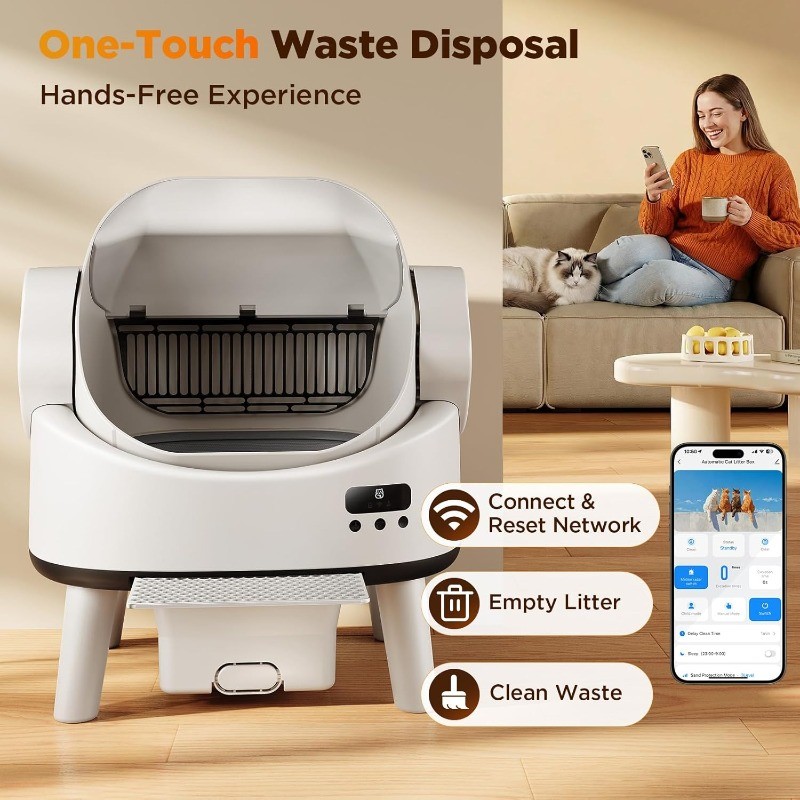 Open-Top Automatic Robot Cat Litter Box Digital Screen Washable Sifter Cat Pedal