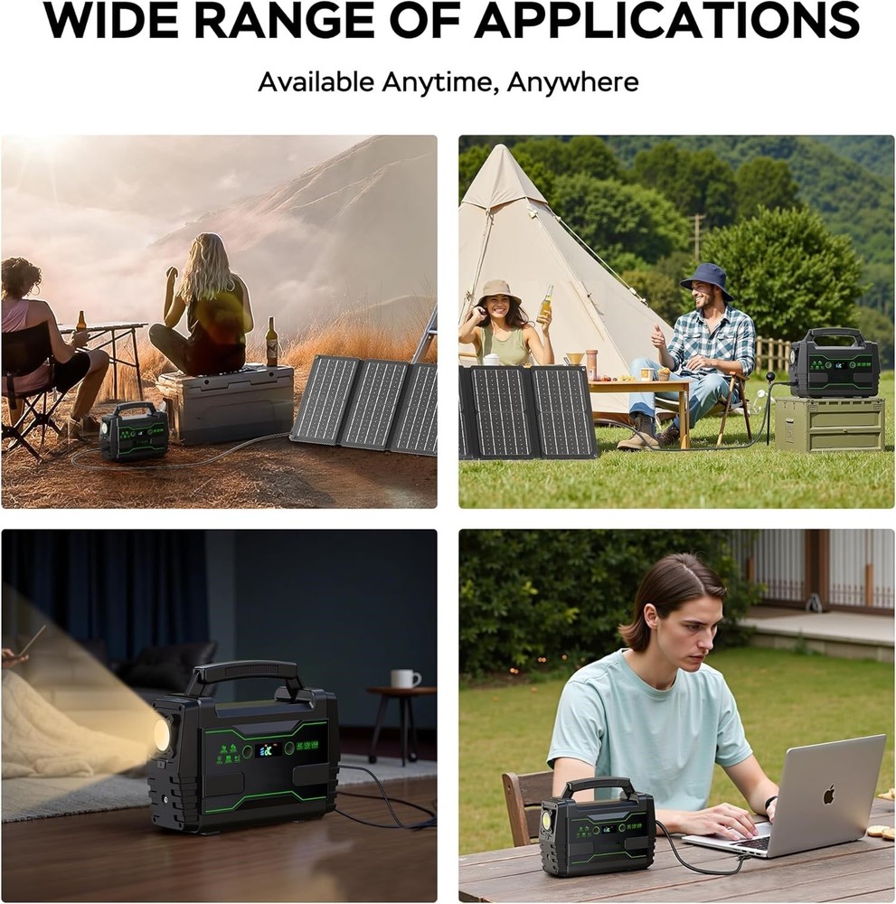 100W Solar Powered Generator with 30W Foldable Solar Panels 150Wh Lithium Batter