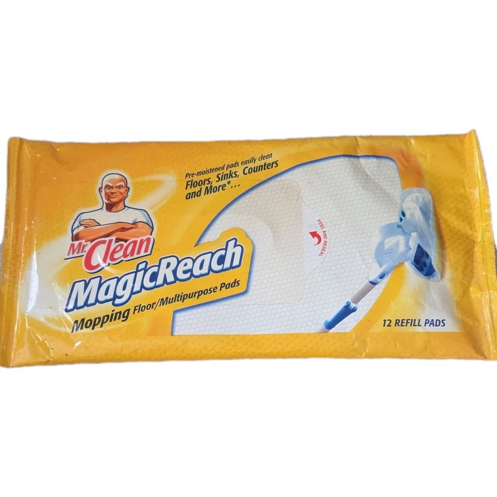 Mr. Clean MagicReach Mopping Pads 12 Pack for Floors Sinks Counters rare sealed