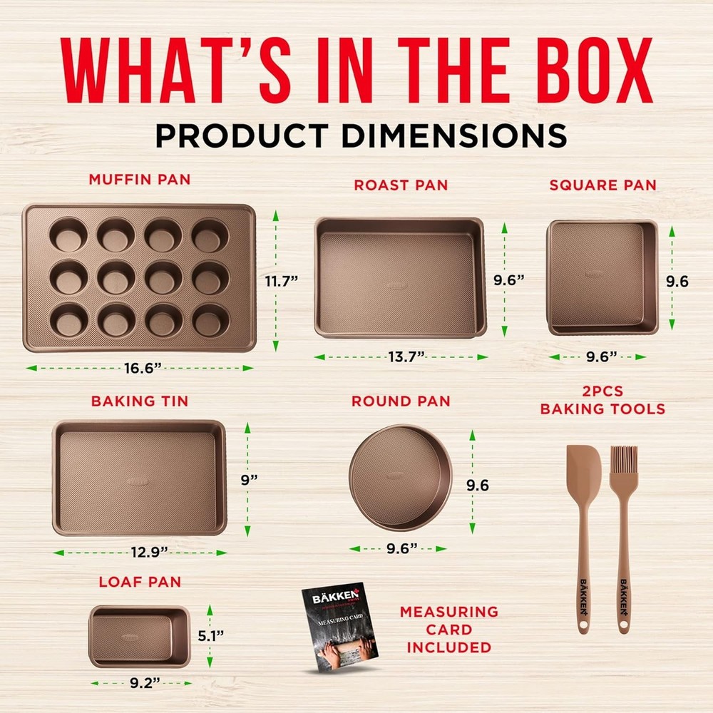 Bakeware Set – 8 Piece – Non-Stick Professional Home Bakeware – Multi Sized