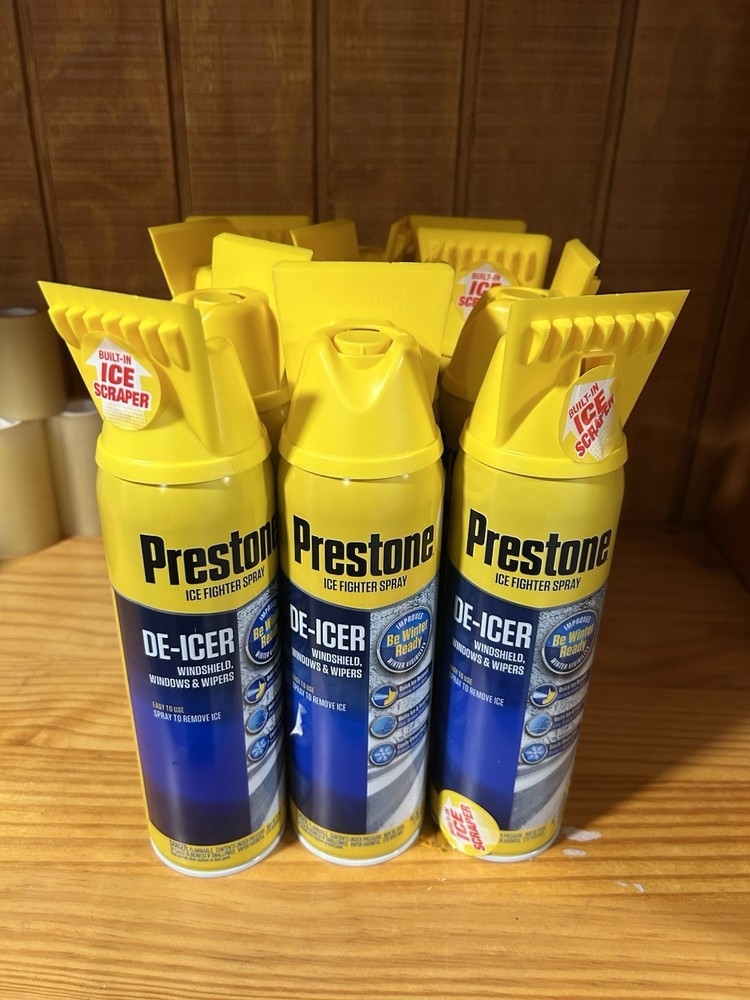 Prestone Windshield De-Icer Aerosol Scraper Top 17 Oz Each (12 PACK)