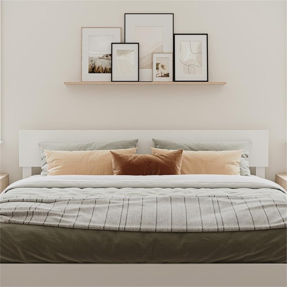 Pemberly Row King Solid Wood Panel Headboard with Device Charger in White