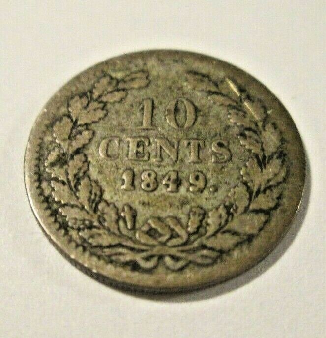 1849 NETHERLANDS SILVER 10 CENT  SM1