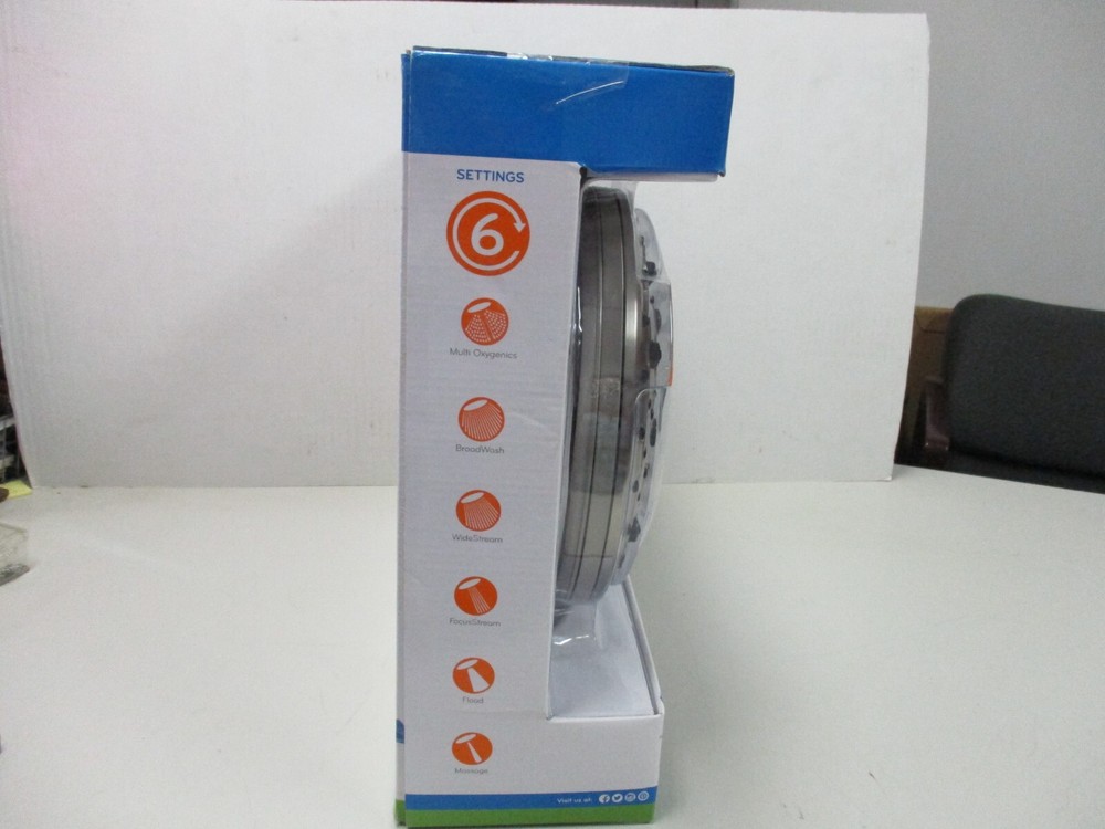 Oxygenics Drench 47568 Full coverage 6 Settings Shower Head Brushed Nickel