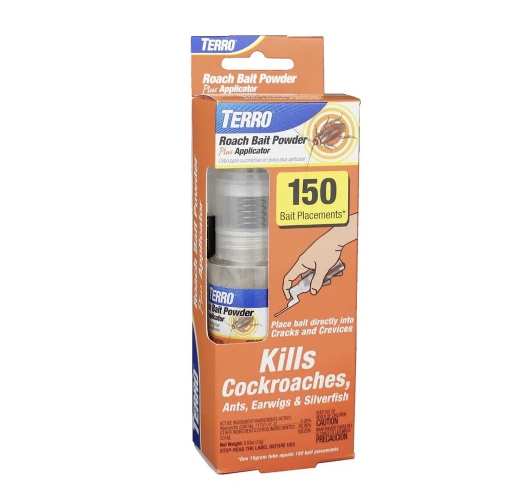 🔥TERRO Roach Bait Powder + Applicator Kills Cockroach Ants Earwigs Silverfish