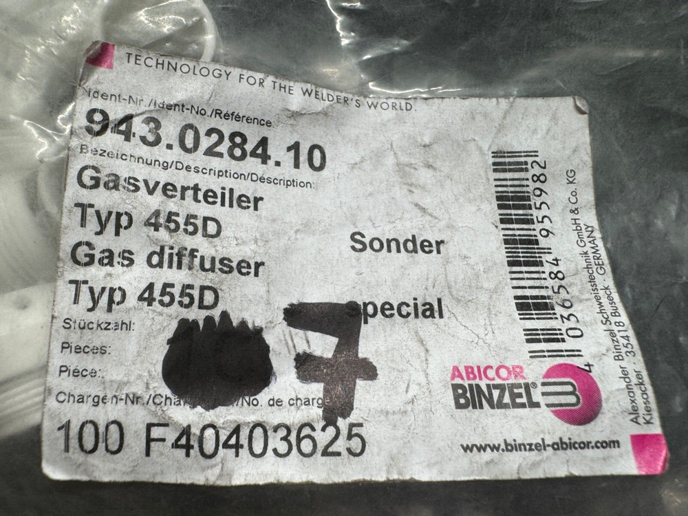 7 NEW Abicor Binzel Robotic Diffuser Insulator Short 943.0284.10