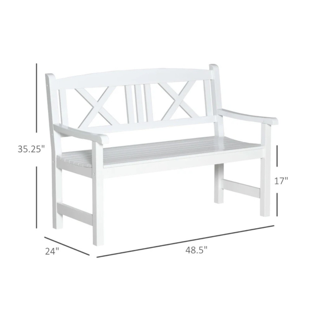 Rustic Style Garden Bench Solid Bench White