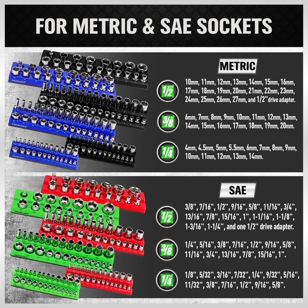 Magnetic Socket Organizer Set - 286 Piece Storage Solution