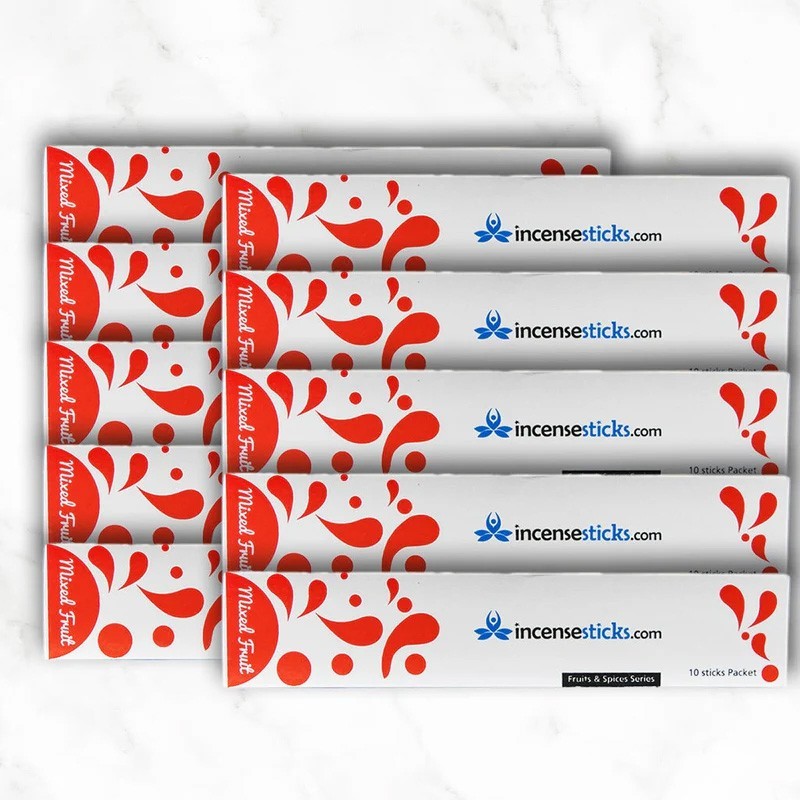 Mixed Fruit Incense 8" inch 10 Sticks Pack: 10 Packs