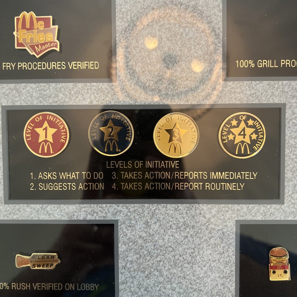 25”x13” Framed McDonald’s Recognition Program Display Pin Set With 25 Pins