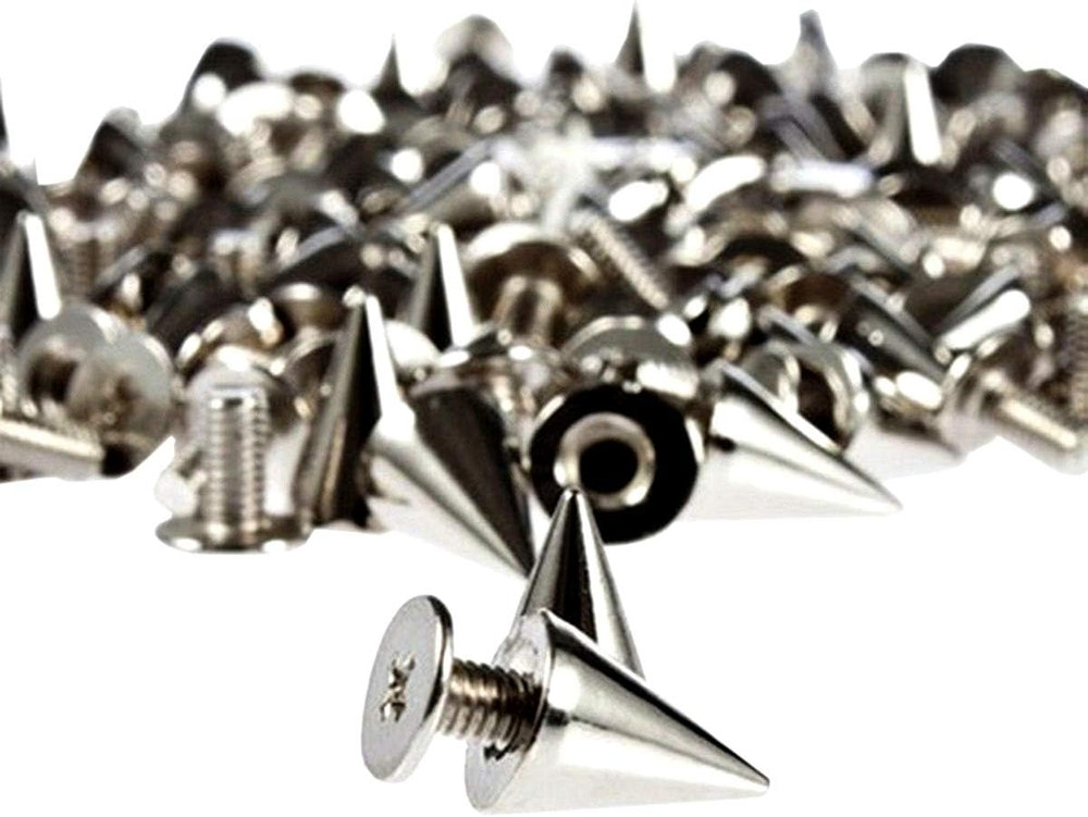 200 Sets/Pairs 9.5mm Silver Cone Spikes Screwback Studs DIY Craft Cool Rivets...