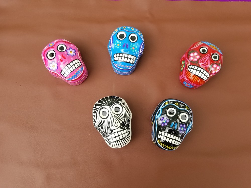 Sugar Skull Jewelry Box  Clay  Hand Painted