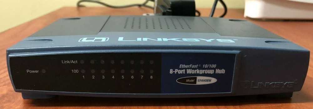 Cisco Linksys EtherFast EFAH08W Ver 2.0 8-Port Workgroup Hub with AC Adapter