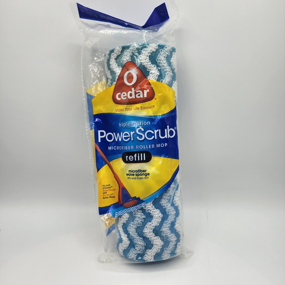 O Cedar Power Scrub Microfiber Wave Sponge Roller Mop Head Refill New Sealed