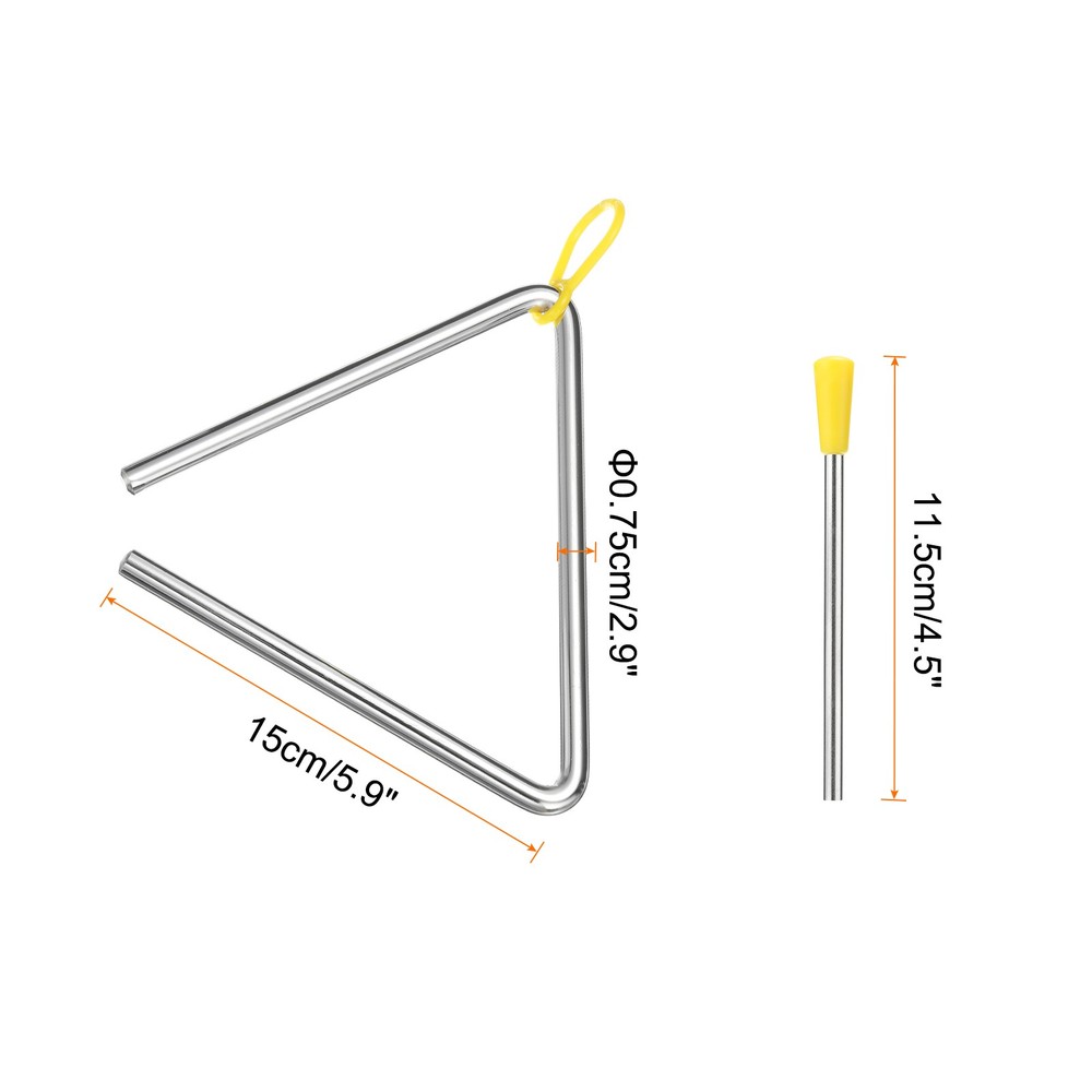 6" Musical Steel Triangle Percussion, 1 Pcs Hand Percussion
