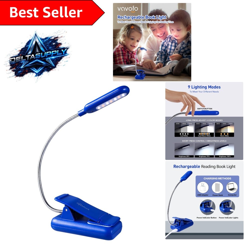 Portable LED Reading Light: Dimmable, Adjustable & Rechargeable for Comfort