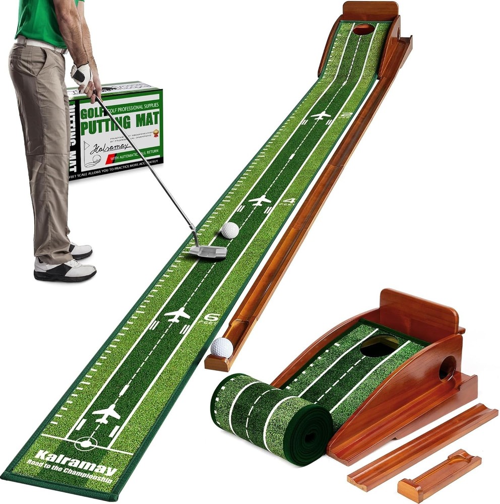 7.5 Feet Indoor Golf Putting Mat - Automatic Ball Return & High-Plush Surface