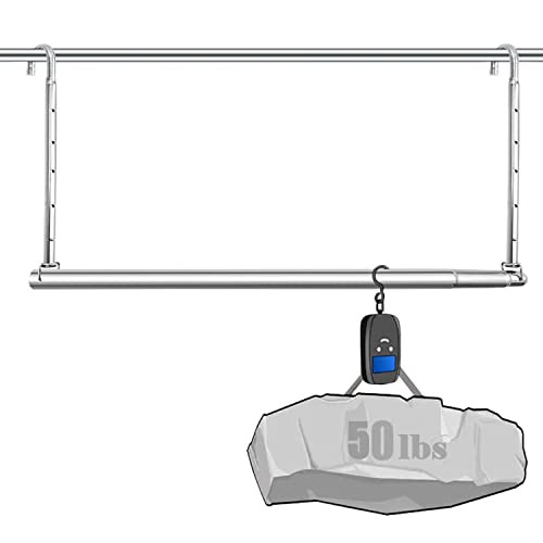 Closet Hanging Rod, Adjustable Width and Height 16.5-27.2 inch, Chrome-1Pack