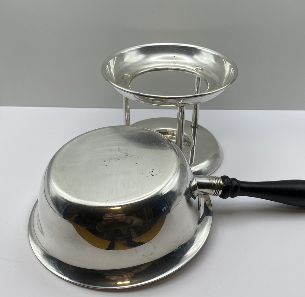 Vintage Sheffield Silver Co Plated Warming Serving Chafing Dish Wood Handle