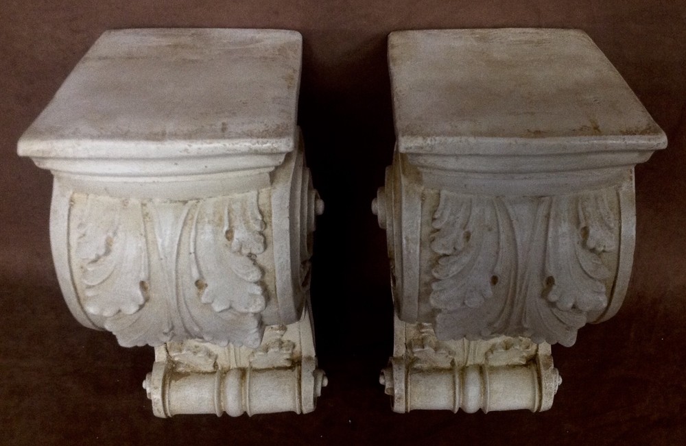 Pair Shelf Acanthus leaf Wall Corbel Sconce Bracket Architectural Accent