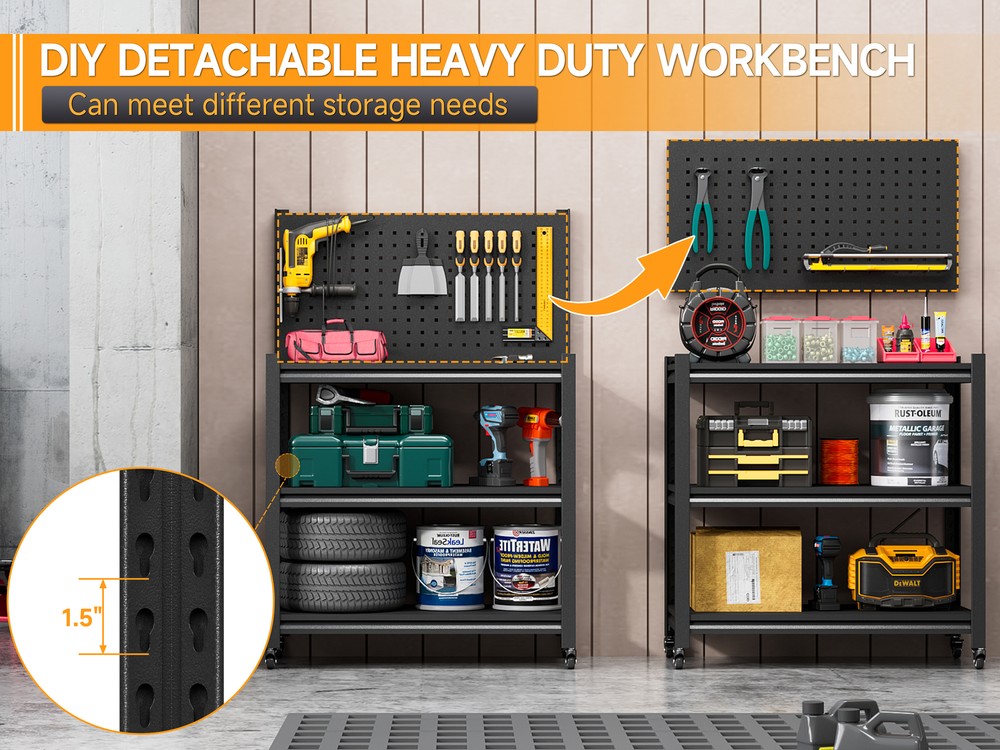 3-shelf Metal Shelving Garage Shelving Tool Boxes Tool Holder Workshop Systems