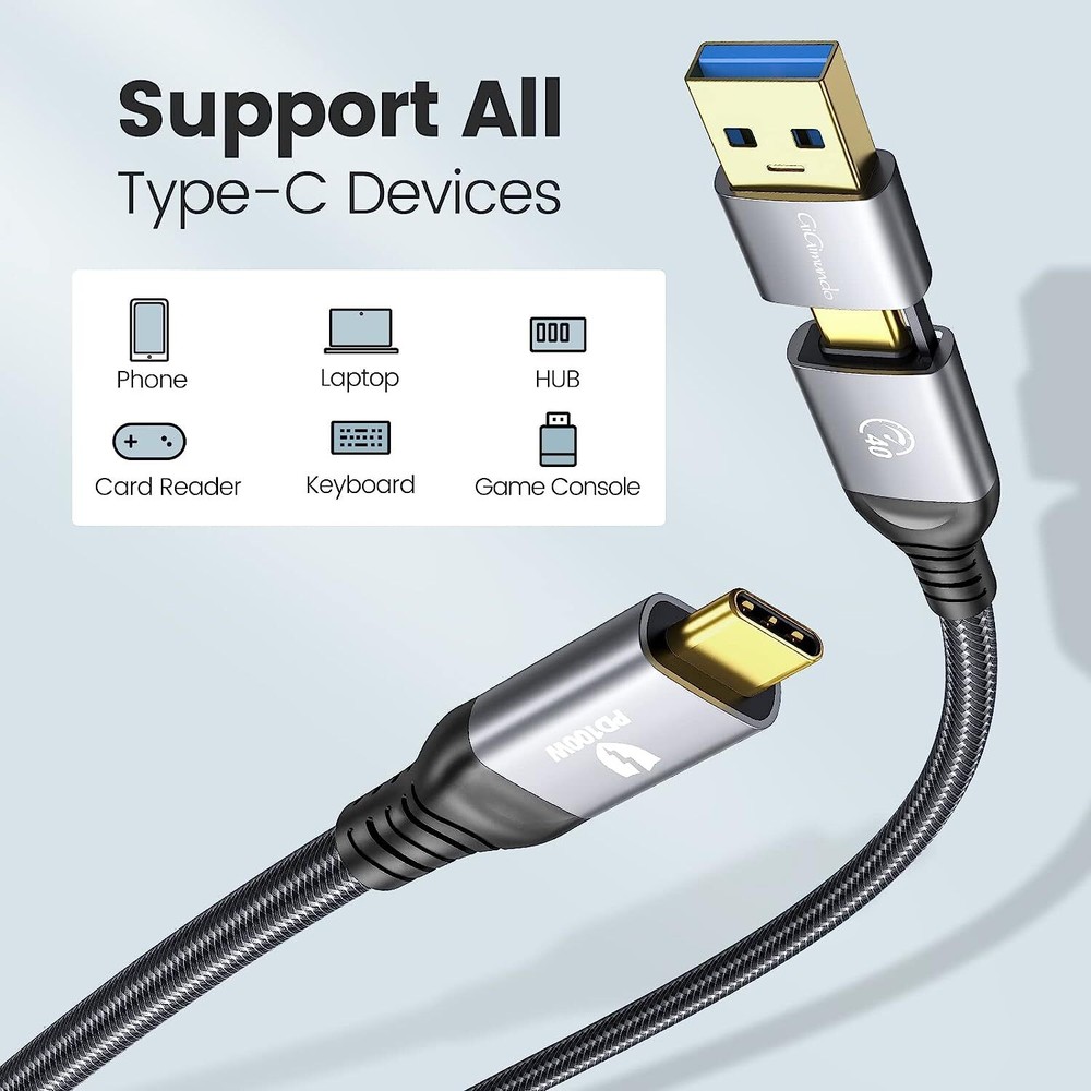 USB3.2 Gen2x2 Type C to USB C/A 40Gbps Cable Data Cable 100W PD Fast Charging