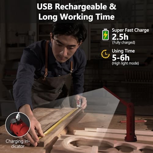 Working Light Portable, Rechargeable Work Lights with Magnetic Base Red*4