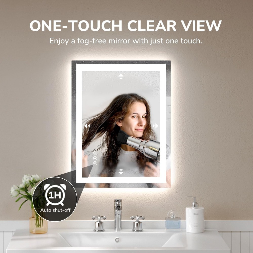 20”x28” LED Bathroom Mirror Lighted Wall Vanity Mirror, Horizontal and Vertical