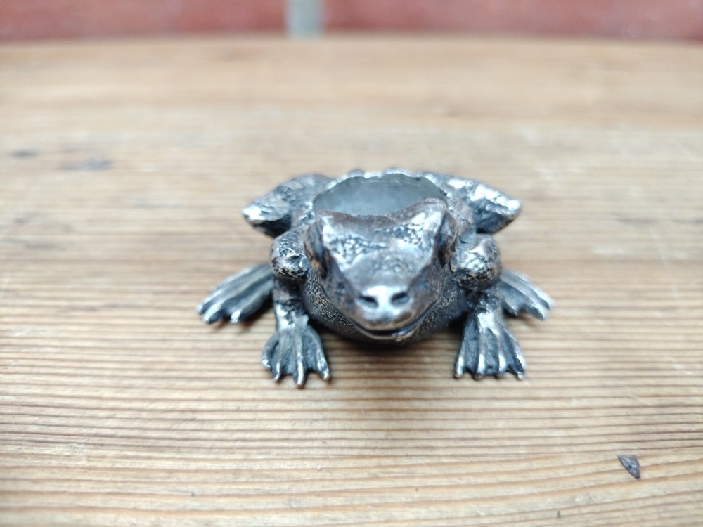 Vintage Silver Plated Cast Frog Toad Candlestick