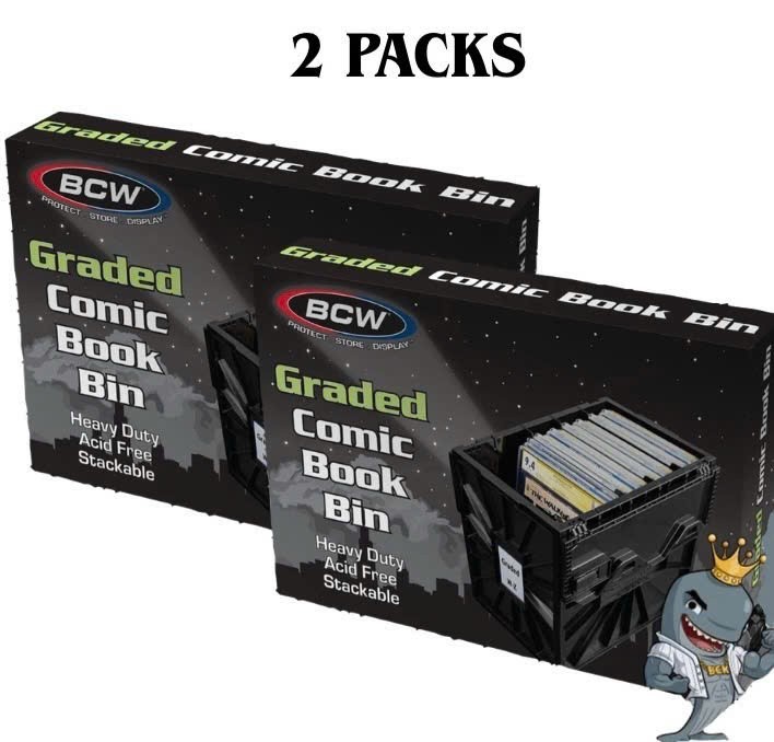 2-Pack BCW Graded Comic Book Bins Black | Holds 60 CGC CBCS Slabs