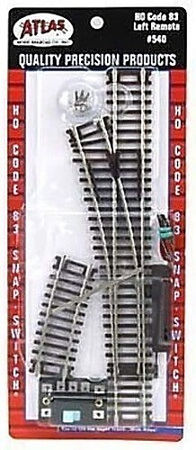 Atlas Code 83 Remote Left-Hand - HO Scale Nickel Silver Model Train Track - #540