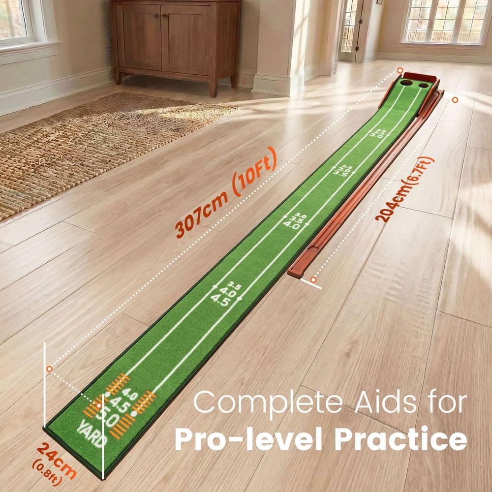Putting Green Indoor with Three-Level Adjustable Incline, Auto Ball Return - ...