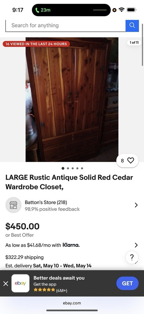 Vintage Red Cedar Wardrobe