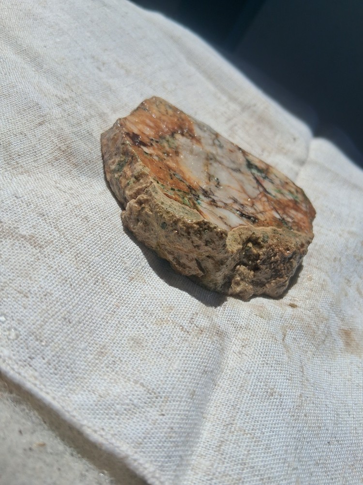 Blue Mtn Quartz Slab Specimen Chrysocolla Visible Gold