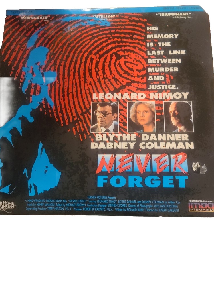 Never Forget Laserdisc 1991 NEW SEALED