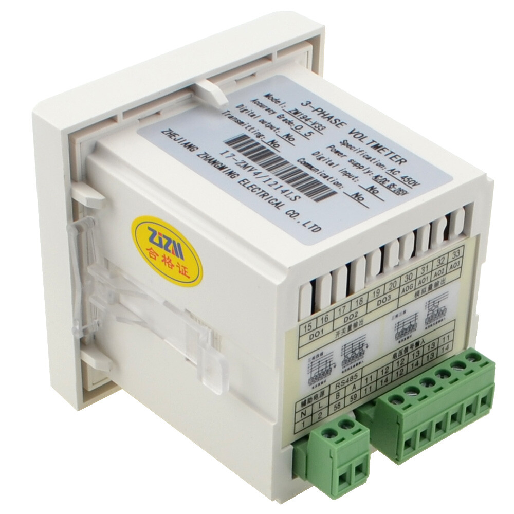 Intelligent Digital Display Voltmeter Three-phase AC Voltage Meter 80x80mm