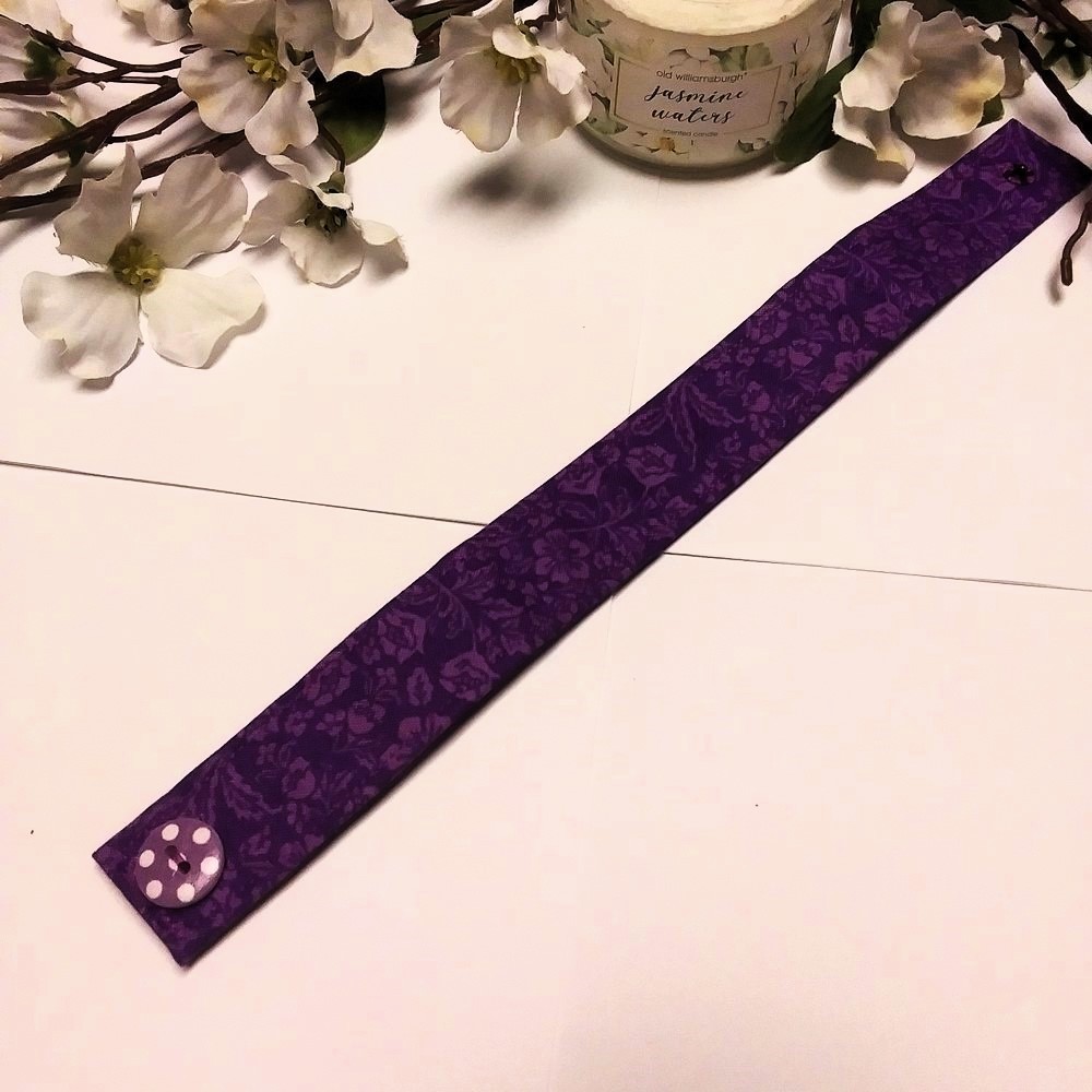 PURPLE PASSION 5pc Handmade Reversible Patchwork Coasters w/Holder & Button