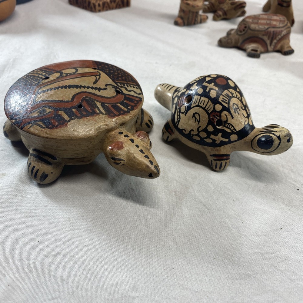 Vintage Handmade Peruvian Clay Turtles