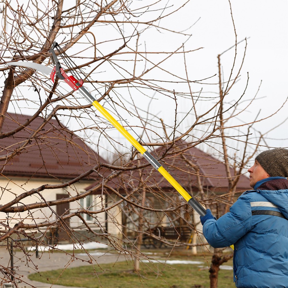 30FT Manual Pole Saw Tree Trimmers Long Handle Pruner with bag