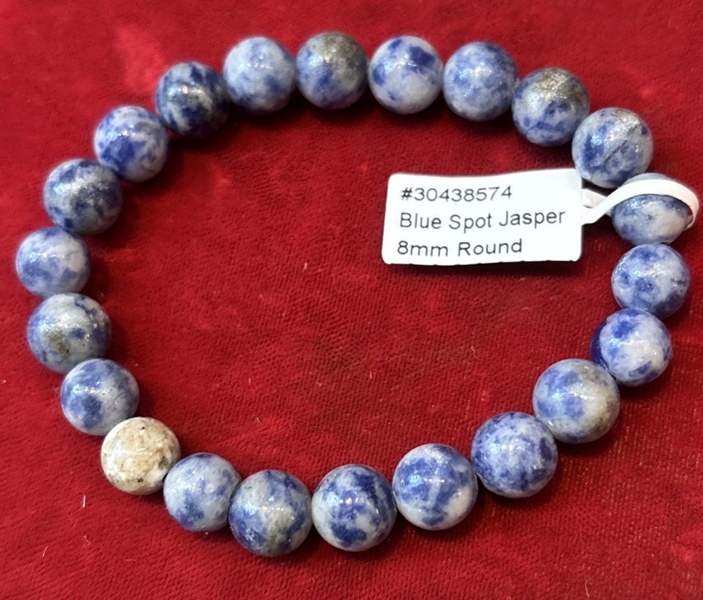 Blue Spot, Jasper 8 mm round Stretch bracelet