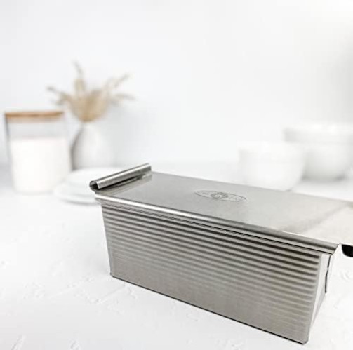 Bakeware Pullman Loaf Pan With Cover, 9 x 4 inch, Nonstick & Quick Release Co...