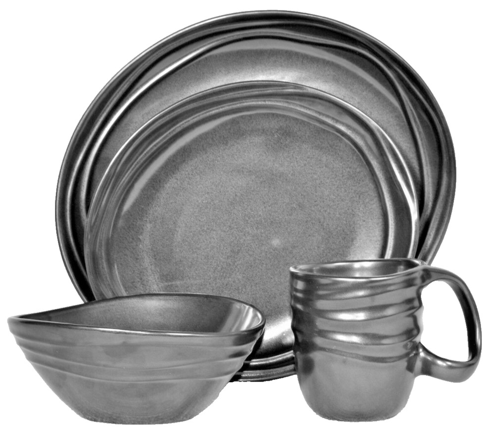NAMBE Stoneware Earth Metallic Sunset 4 Piece Place Setting Dinnerware New